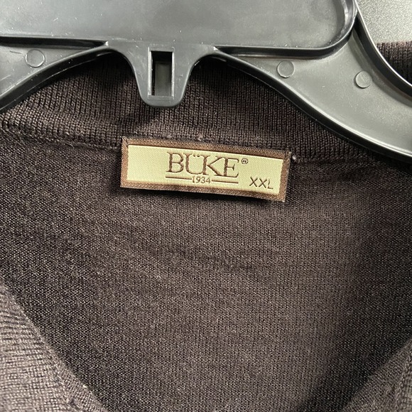 Buke Istanbul Mens 1/4 Button Up Wool Blend Brown Long Sleeve Size 2XL‎ - Picture 3 of 5